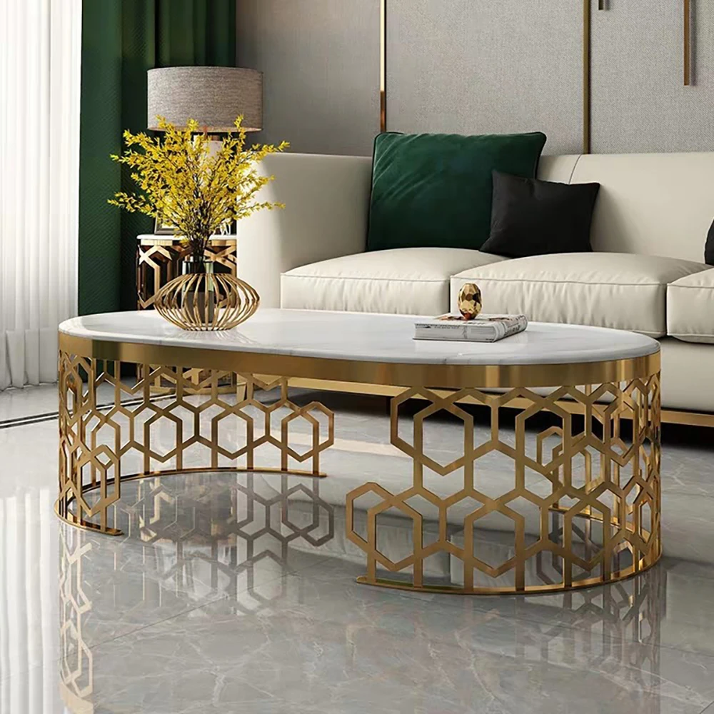 

Минималистичный современный мраморный журнальный столик из нержавеющей стали, U-образный боковой столик, мебель для зоны отдыха для гостиной