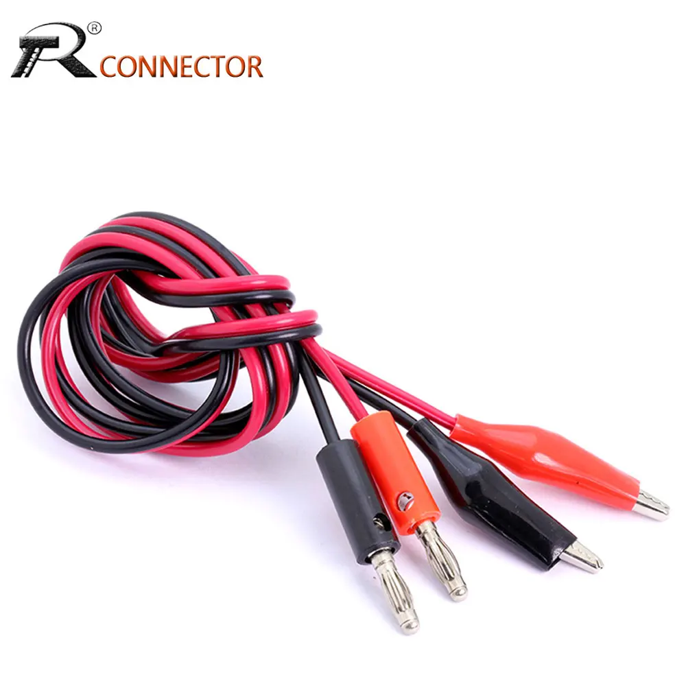 

1pc Copper 4MM Dual Alligator Clip to Banana Connector Oscilloscope Test Probe Cable 1M 3FT Red Black