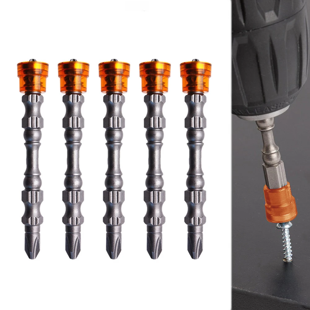 

5pcs Cross Screwdriver Bits 65mm Long PH2 Double-Head Cross Screwdriver Bits With Magnetic Ring Electric Screwdrivers Drills