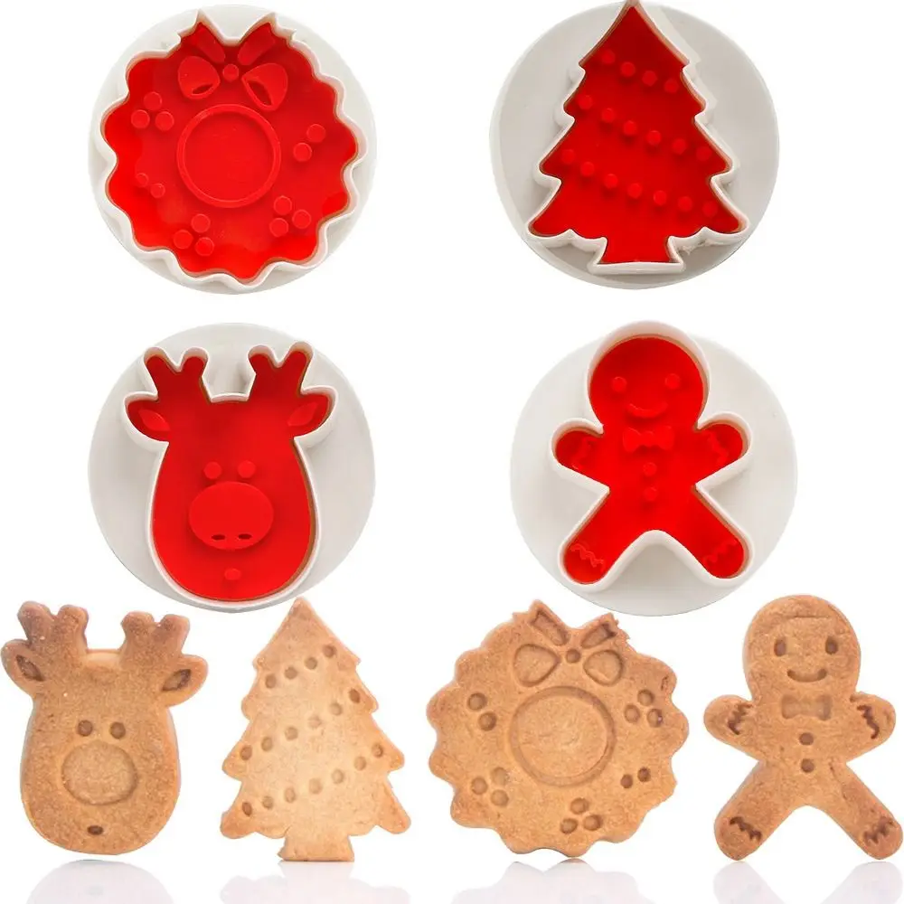 

Pastry Cake Tool Tree Snowman Elk Fondant Stamp Mold Christmas Biscuit Mold Baking Mould 3D Cookie Cutter