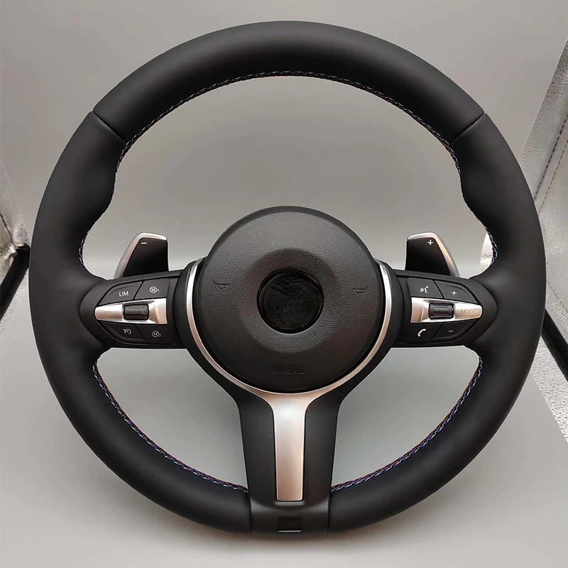 Фото Внутренний кожаный руль для BMW 3 5 серии F01 F10 F15 F20 F22 F30 F32 F36 F80 M3 M4 M5 E90 E70 M Спортивный руль №3