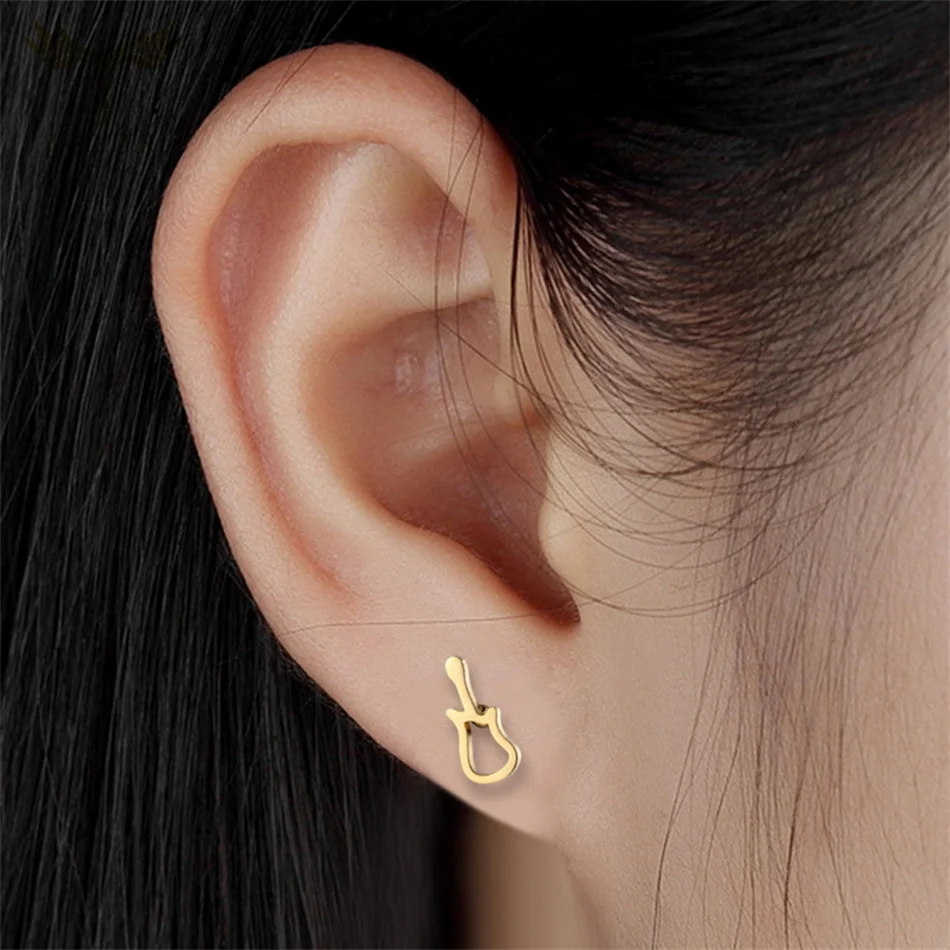 Серьги гитары золотого цвета в стиле хип-хоп для женщин модные ювелирные изделия