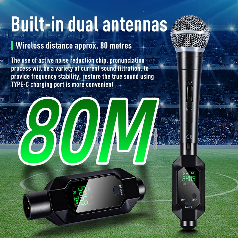Фото Профессиональная беспроводная микрофонная система Gooermi B02 UHF XLR в комплекте с двумя передатчиками для динамических микрофонов №4