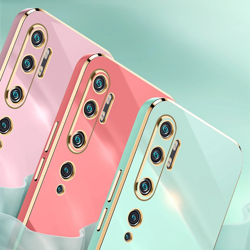 coque straight edge phone case for xiaomi mi note 10 pro cc9 pro funda note10 10pro original plating silicone protect back cover free global shipping