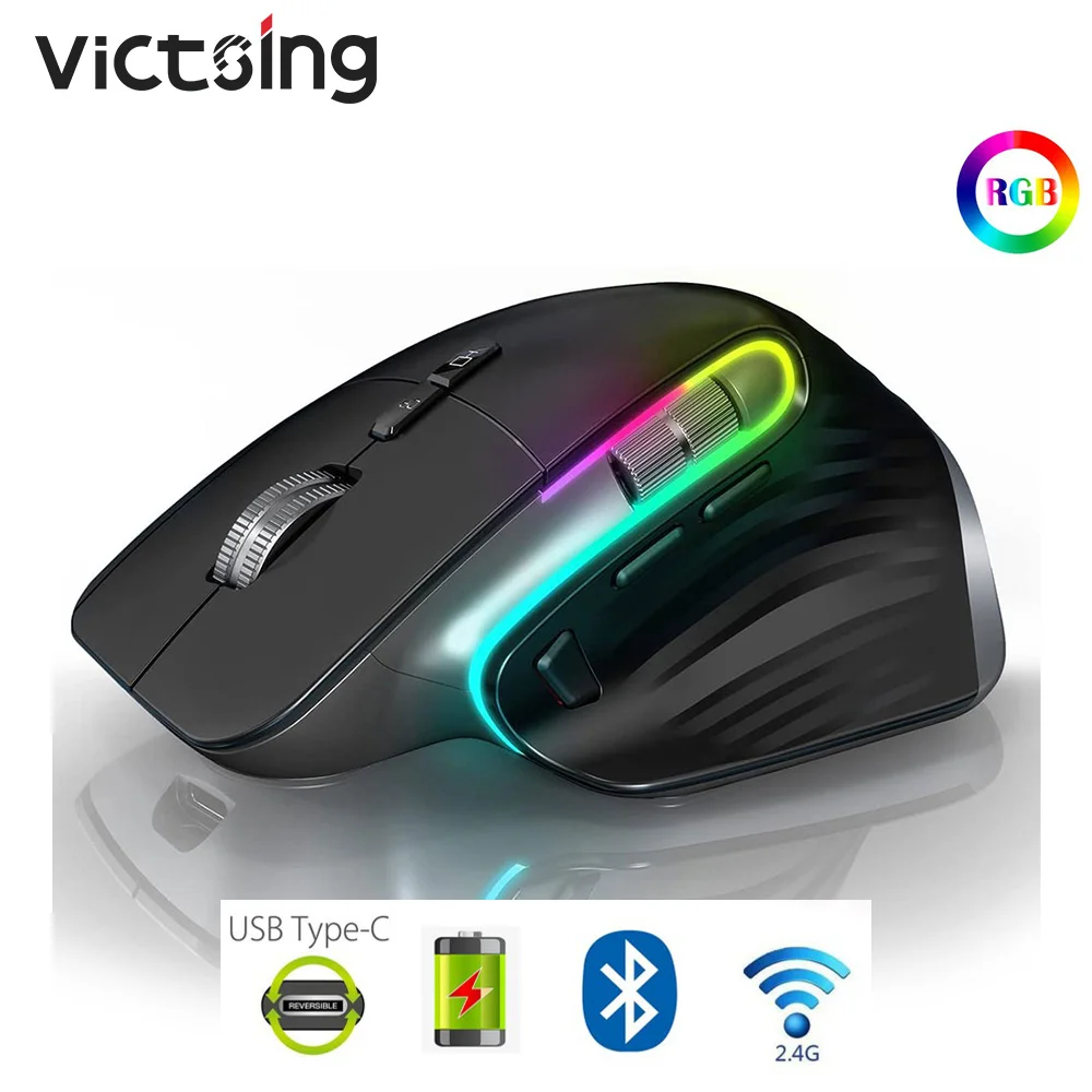 

VT Bluetooth+2.4G Wireless Mouse Rechargeable Silent Ergonomic Computer DPI Up 4000 For Tablet Macbook Laptop Gaming Office