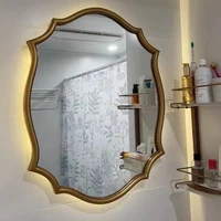 Bathroom Mirror Nordic Sticker Irregular Retro Mirror Makeup Bathroom Tiles Espejos Decorativos Decor Accesories For Home