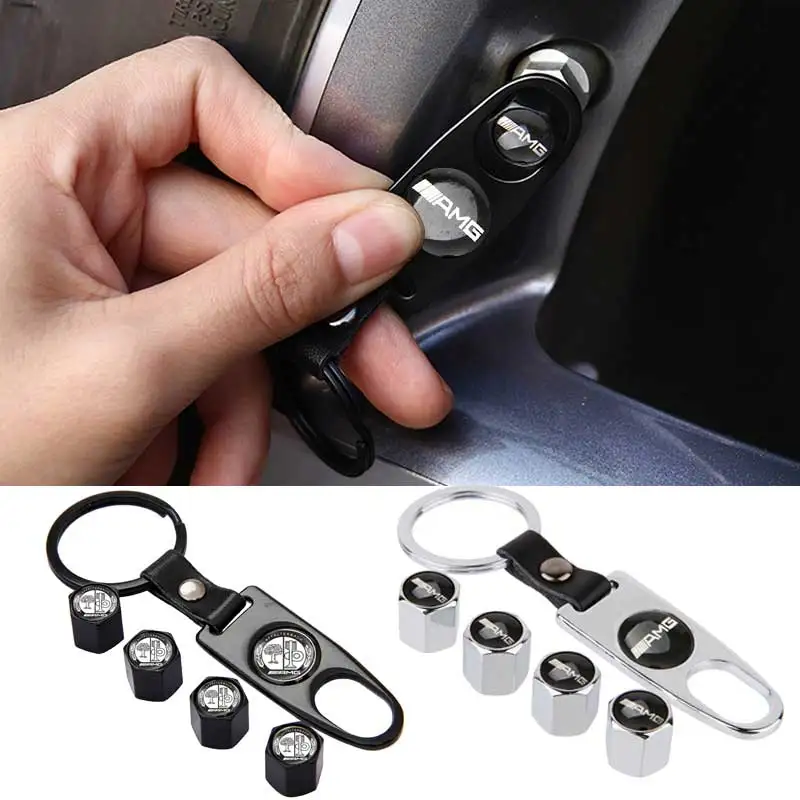 

Car Wheel Tire Valve Cap with Keychain for Mercedes Benz W124 W168 W176 W203 W204 W205 G500 S320 E320 C180 A200 CLA GLE CLK GLK