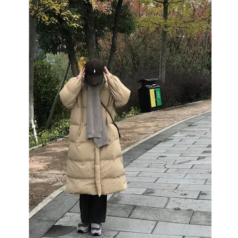 Cotton Padded Clothes New 2022 Winter Women's Winter Mid Length Parkas Hooded Coat Women Loose Thick Fluffy Overcoat Outwear