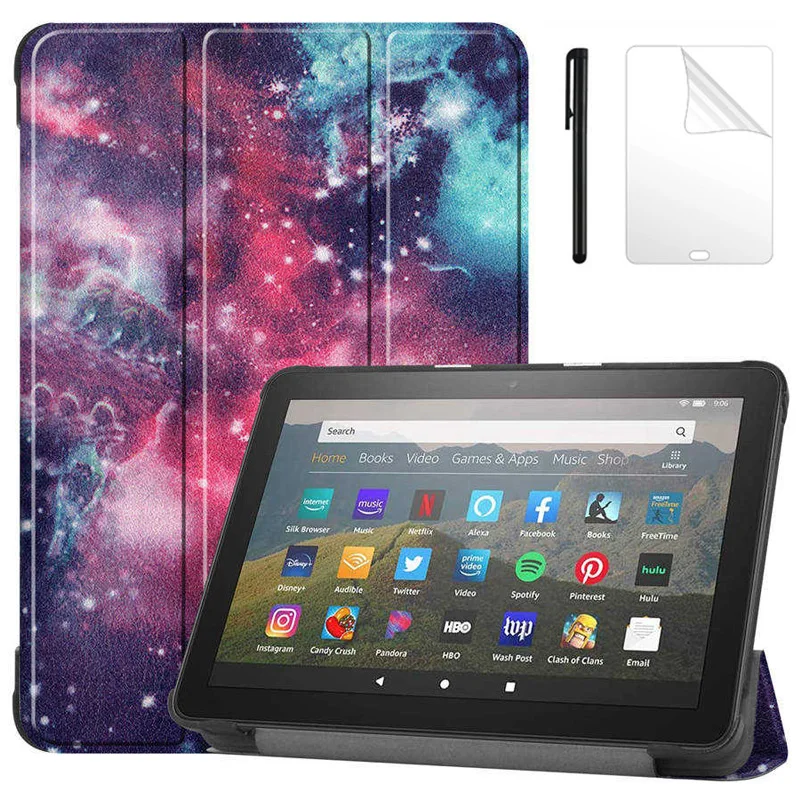 

Чехол для Fire HD8 2020 8,0 дюйма, Магнитный чехол из искусственной кожи, чехол для планшета, чехол для Fire HD8 Plus + filmpen