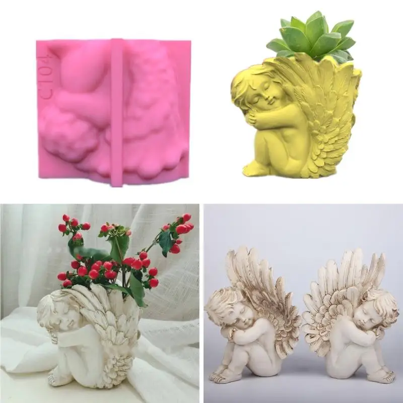 W0YC Angel Flower Pot Столпень Силиконовый растения цветы