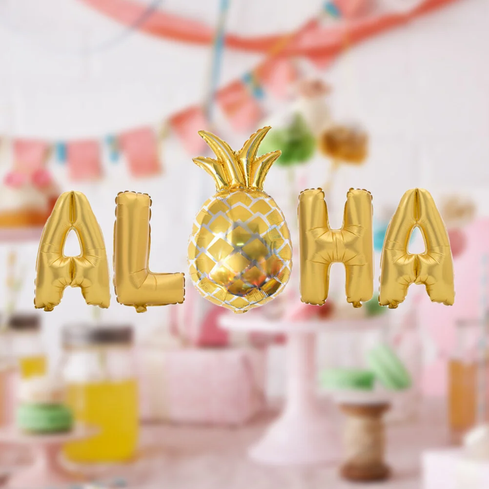 

Aloha Hawaiian Party Foil Balloons 16Inch Golden ALOHA Party Balloon Tropical Summer Party Favors Supplies