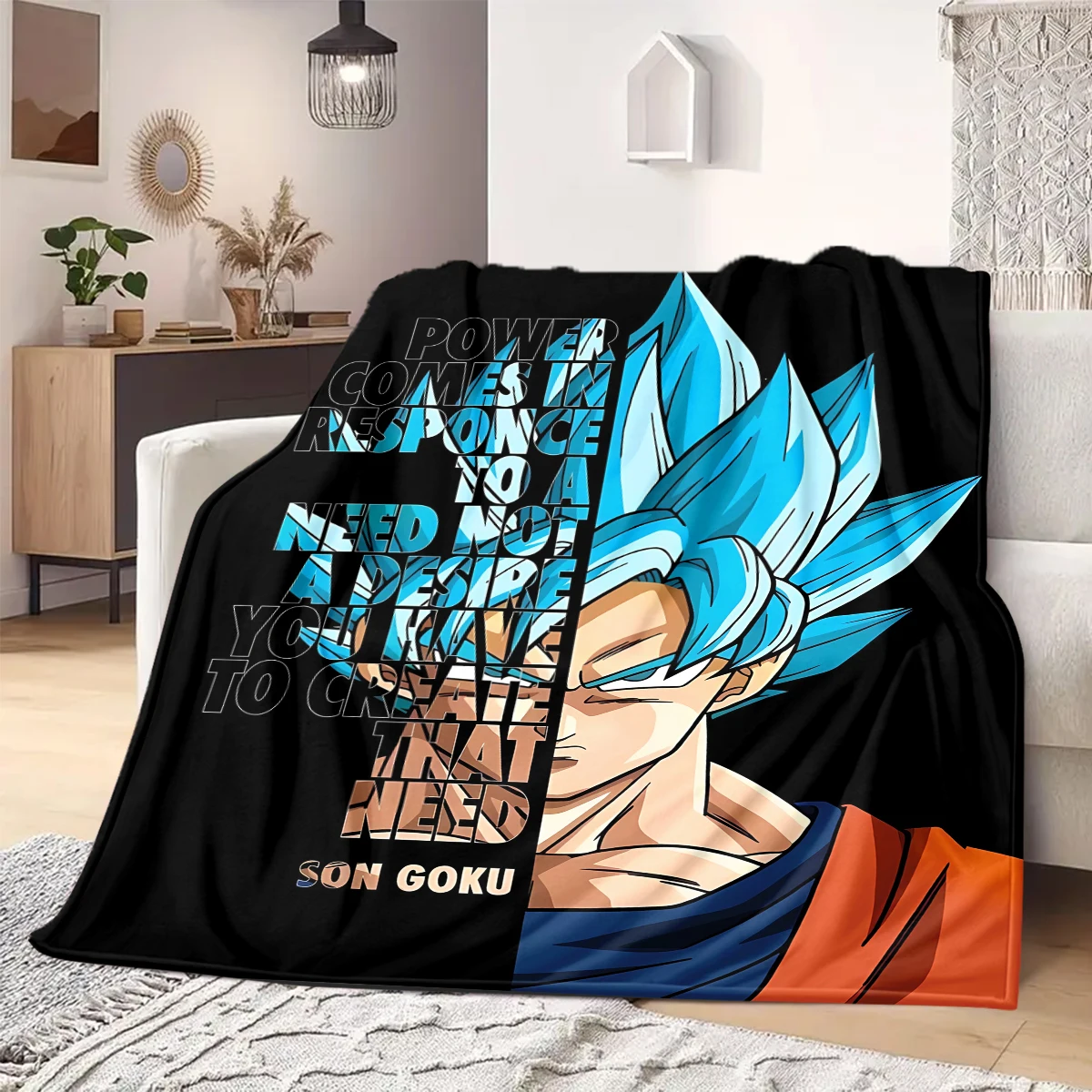 Фото Одеяло с принтом Dragon Ball Z, теплое, удобное фланелевое одеяло, подходит для спален, диванов, кроватей, стульев, путешествий -QIAO24 №2