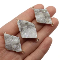 exquisite natural stone crystal quadrilateral pendant 15 35mm white crystal jewelry charm making diy necklace earring accessory