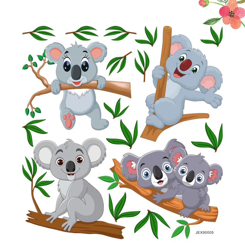 

Wall Sticker Stickers Animal Cartoon Kids Window Decor Pvc Decals Room Koala Quotes Clings Decoration Branch Leaf Vinyl Adhesive