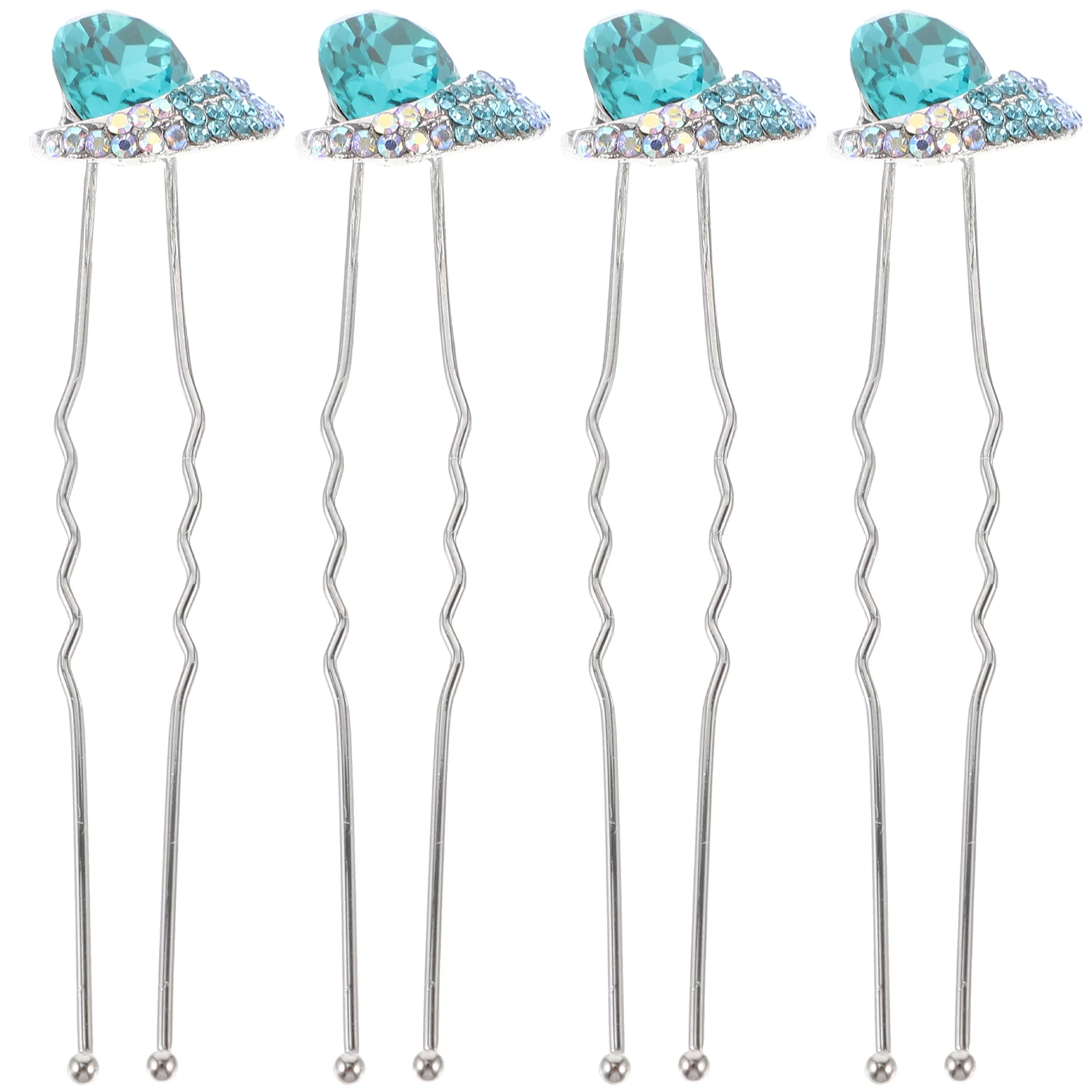 

4 pcs Wedding Hairpin Metal Hairpin Rhinestone Wedding Hair Accessories Women U Shape Hairpins