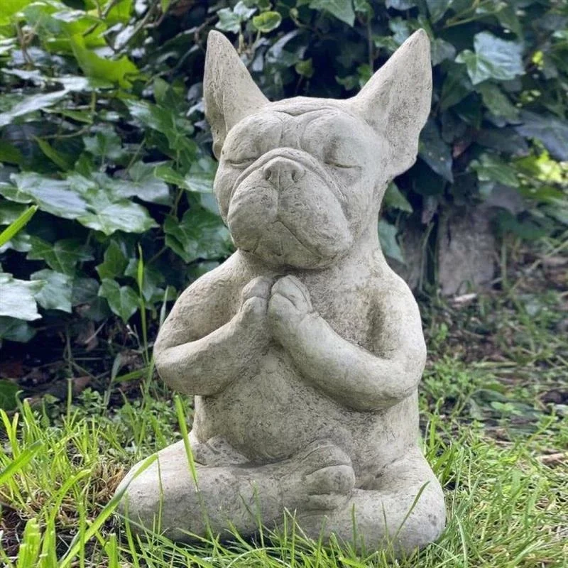 

Yoga Pose Meditation Dog Resin Statue Ornaments Waterproof Prayer Zen French Bulldog Sculpture Crafts Garden Decoration Figurine