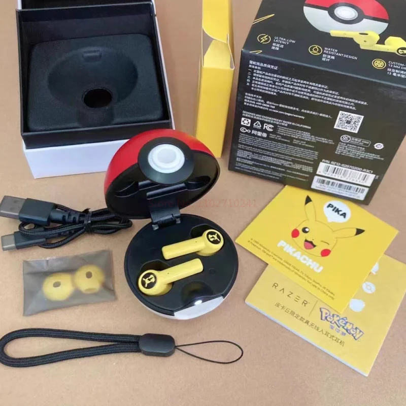 

NEW Pikachu Pokemon Razer Earphones Wireless Bluetooth 5.0 Sport Noise Reduction Headphones Touch Control Microphone Universal