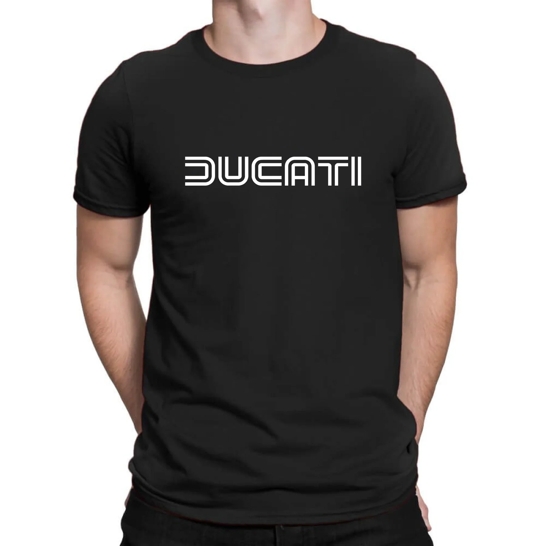 

2023 Hot Sale Summer 100% Cotton Ducati Old Logo Essential Black T Shirt Men Short Sleeves Cool Tee Hip Hop Streetwear T-shirt