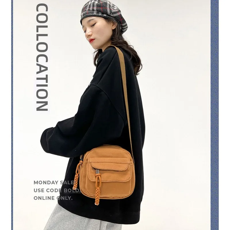 Уличная мода однотонная холщовая женская сумка Sen System Студенческая Повседневная