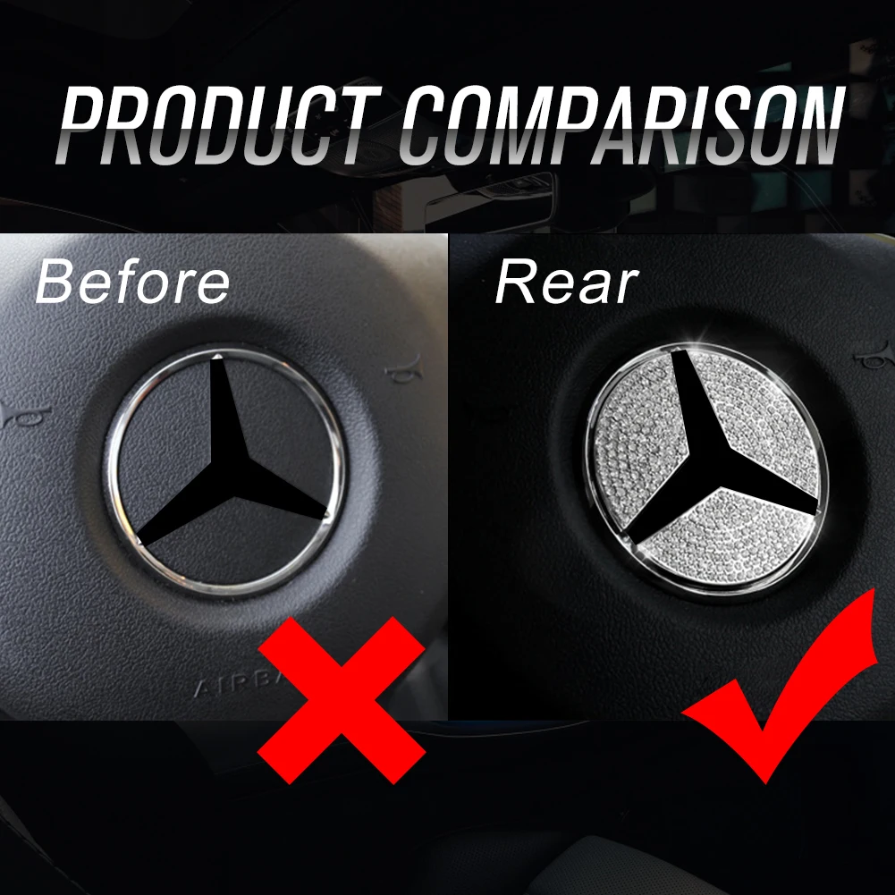 Автомобильная эмблема рулевого колеса Алмазная наклейка диаметром 45 мм/49 мм для