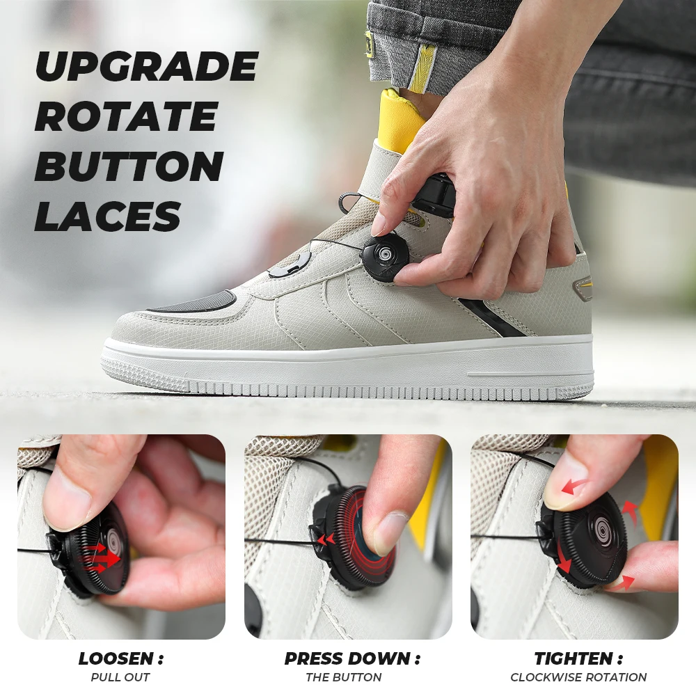 Мужские мотоциклетные ботинки дышащие боты из микрофибры повседневная обувь на