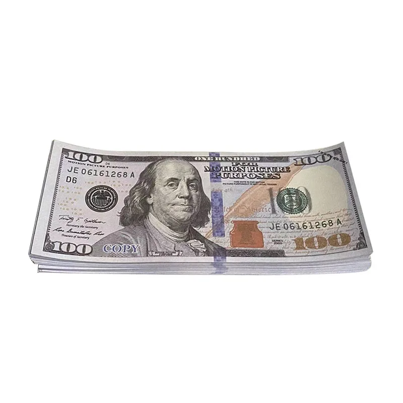 

Tik Tok Fake Money Dollar Bills Toy Wedding Tricky Game Props Electric Spray Gun Accessories 1 Bundle of 100 Pieces