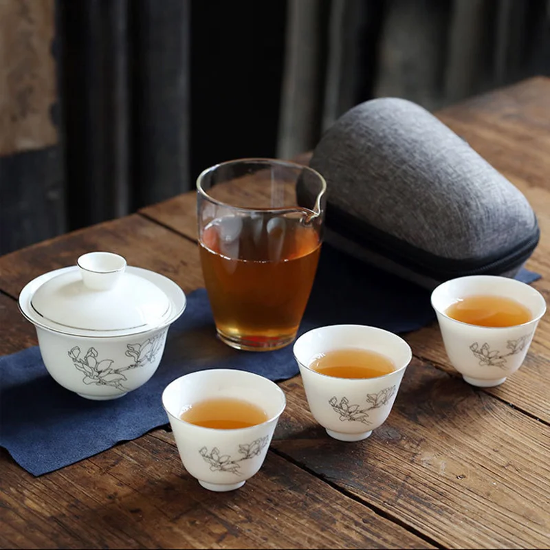 

Уличный китайский дорожный чайный набор кунг-фу, керамическая портативная чайная чашка, фарфоровые сервисы, чайные чашки, кружка для чая, Же...