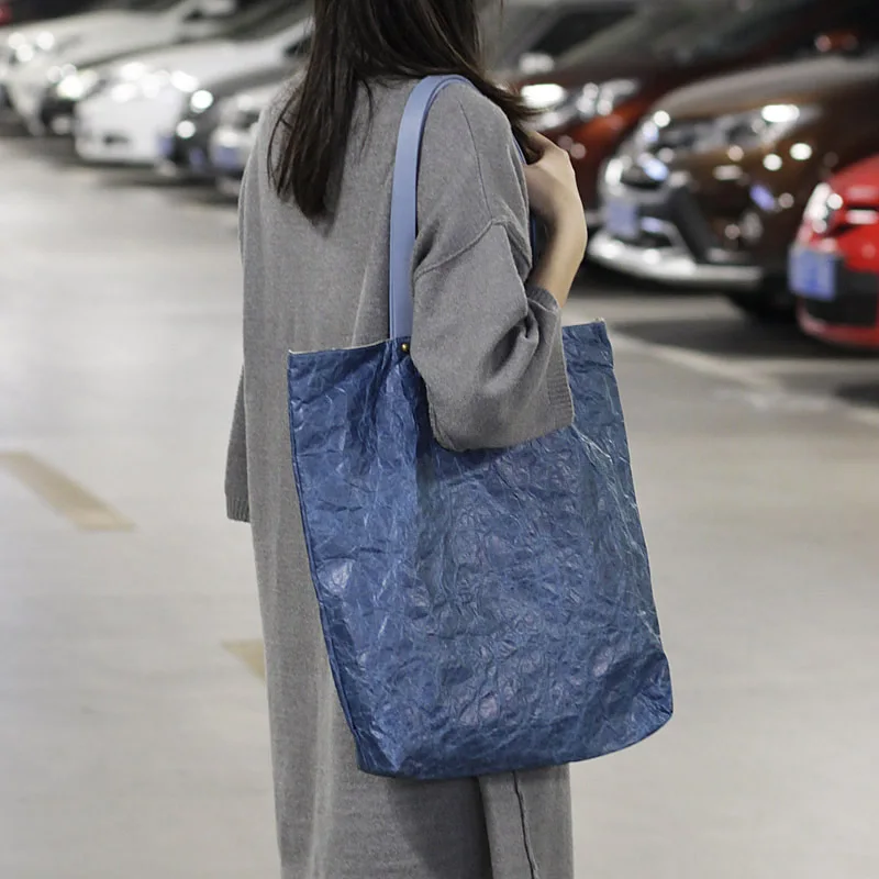 Korean Vintage Kraft Paper Canvas Women Shoulder Bag Causal Large Ladies Handbag For Female Girls