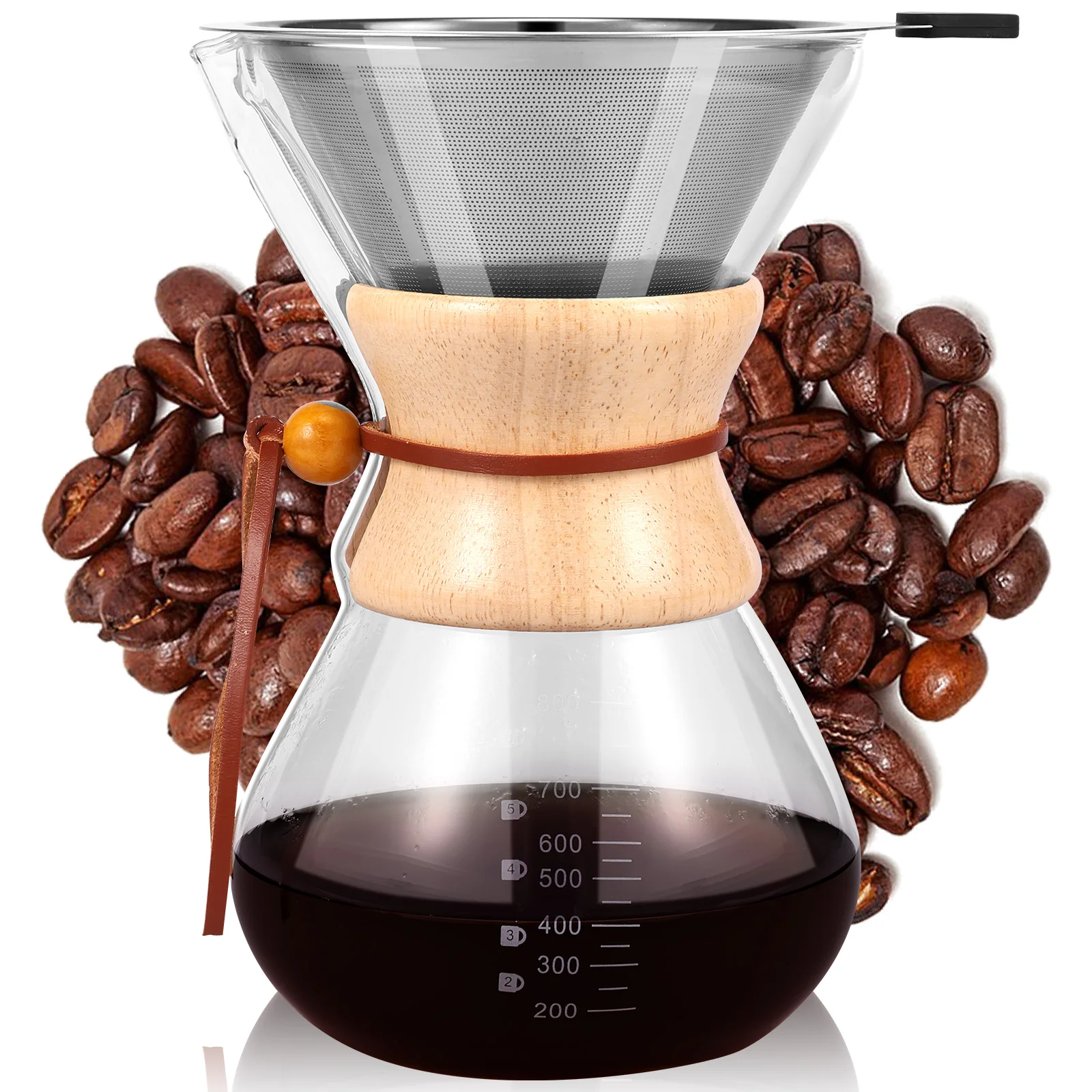 

Кофеварка с двухслойным фильтром из нержавеющей стали, 28 унций, 4-6 чашек