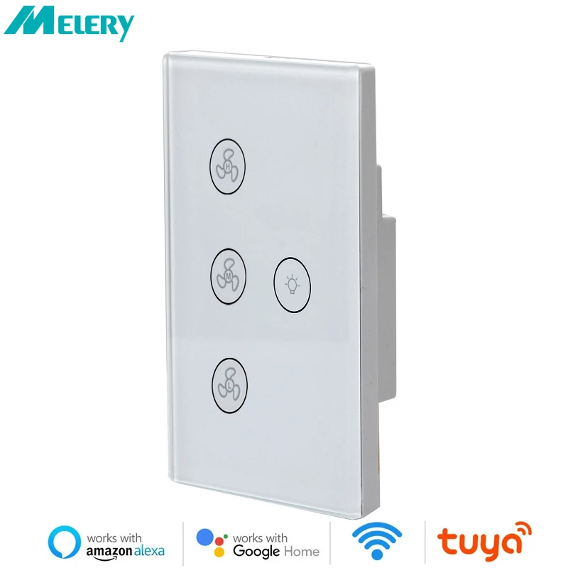 

WiFi Smart Light Switches Fan Celling Power Switch Glass Panel Homekit App Timer Speed Remote Control by Alexa Echo Google Home