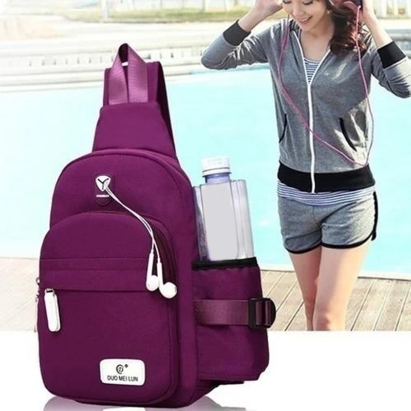 

Men Women Nylon Sling Bag Backpack Portable USB Charging Crossbody Shoulder Bag Cycle Daily Travel Chest Pack