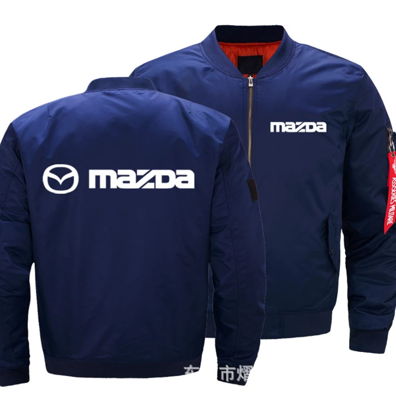 

New Autumn Winter Men's Flying Jacket Mazda Logo Fashion Thicken Windbreaker Warm Casual Zipper Baseball Coat