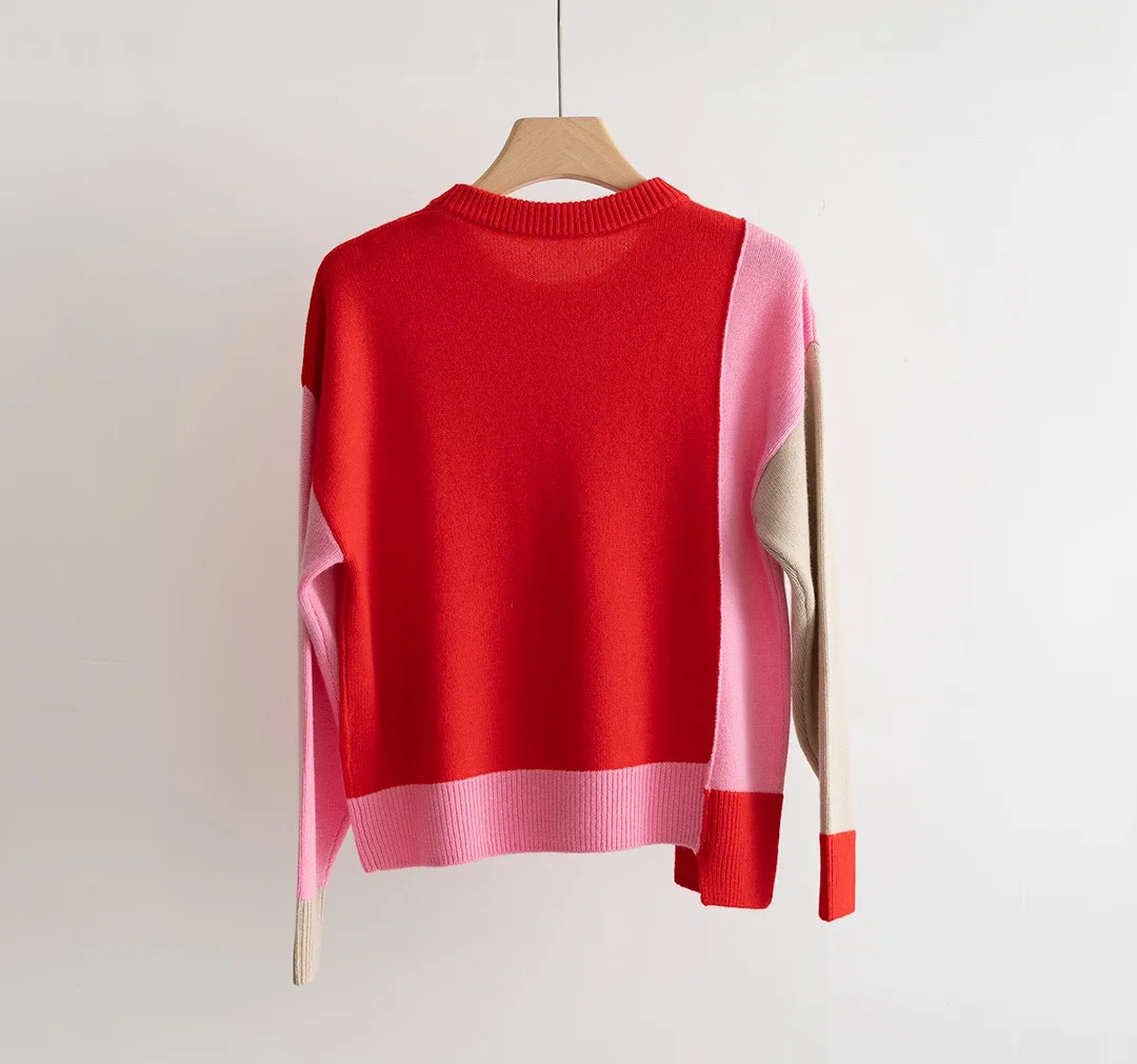 Женский трикотажный свитер из искусственной шерсти с круглым вырезом