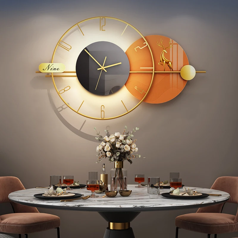 

Silent Large Wall Clock Quartz Living Room Precise Modern Wall Clock Aesthetic Metal Battery Reloj De Pared Accessories Zegar