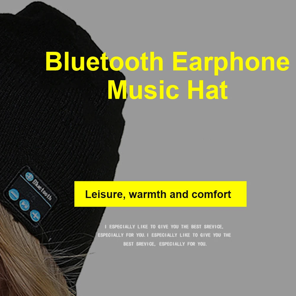 Bluetooth-совместимые музыкальные наушники вязаные зимние беспроводные со