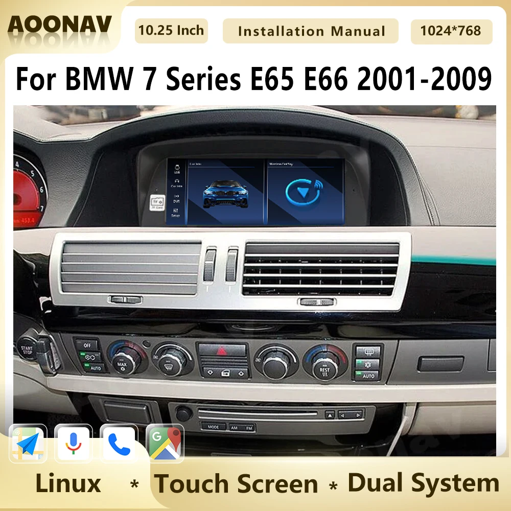 

10.25 Inch Car Radio For BMW 7 Series E65 E66 2001 2002 2003-2009 Dual System GPS Linux Android Auto Wireless Carplay Head Unit