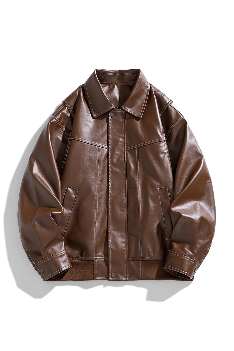 Красная мужская куртка из искусственной кожи в американском стиле ретро с