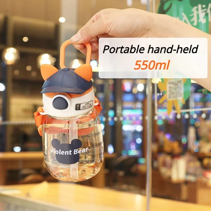 550 мл детские бутылки для воды с чашкой-непроливайкой креативные мультяшные