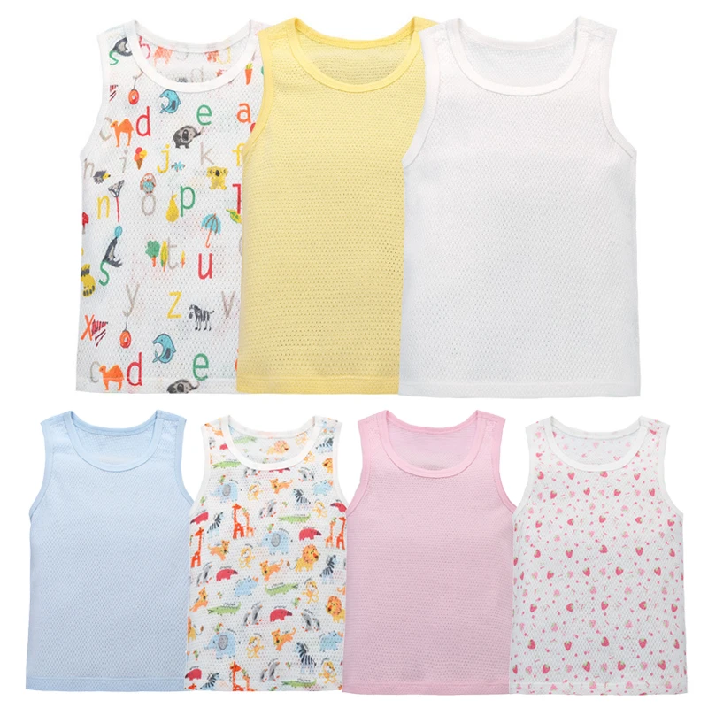 

Baby mesh vest summer sleeveless shirt summer thin section newborn cotton breathable boneless of a variety of colors
