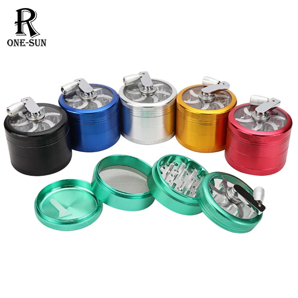 

63mm Herb Mills & Mincers Hand-cranked Metal Tobacco Crusher Durable Aluminum alloy Spice Grinders for Smoker Smoking Accessorie