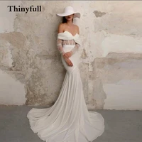 simple off shoulder mermaid long wedding dresses beach sweetheart long sleeves bridal princess bride dress robe de mariee