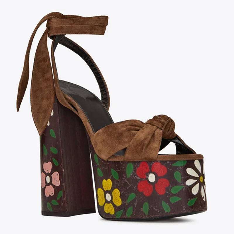 

New Women Sandals Summer Shoes Sexy Thick High Heels Platform 11 colors Dress Party Wedding Shoes Woman Pumps Bow love heels