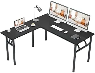 

L-Shaped Desk Large Corner Desk Folding Table Computer Desk Home Office Table Computer Workstation, Teak DND-ND11-TB L shape off
