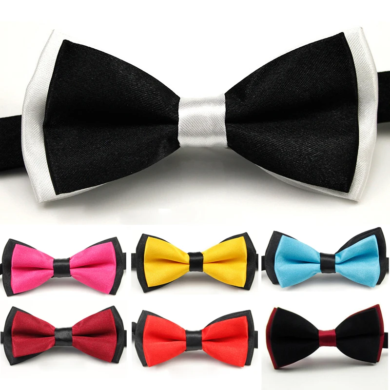 

Fashion Groom Satin Bowties Adjustable Plain Solid Necktie Wedding Party Clothing Accessory Male Business Butterfly Bowtie Gift