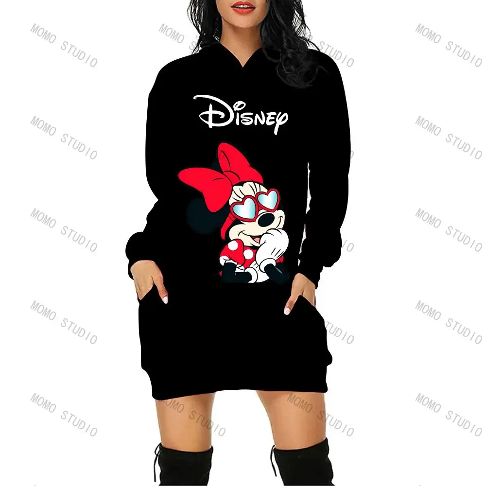 

Rave Outfit Multiple Colour Disney Woman Clothes Minnie Mouse Women Dreeses Cartoon Y2k Sweater Dress Long Sleeves Kawaii Top