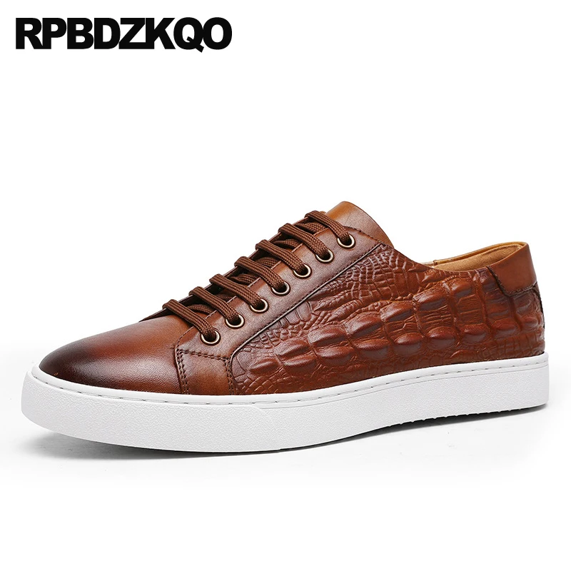 

Мужские кроссовки из натуральной кожи аллигатора, коричневые кроссовки большого размера, брендовые роскошные кроссовки для скейтбординга, 11 моделей, на весну и осень