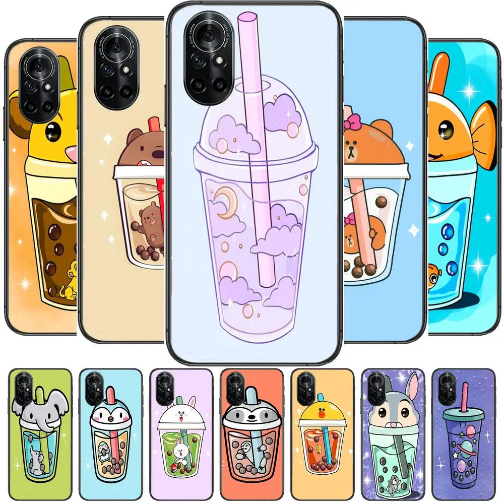

Hot-kawaii cup Clear Phone Case For Huawei Honor 20 10 9 8A 7 5T X Pro Lite 5G Black Etui Coque Hoesjes Comic Fash design