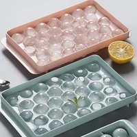 creative round balls ice cube tray with lid plastic ice cube mold ice hockey making box large ice mold ice box kitchen bar tools