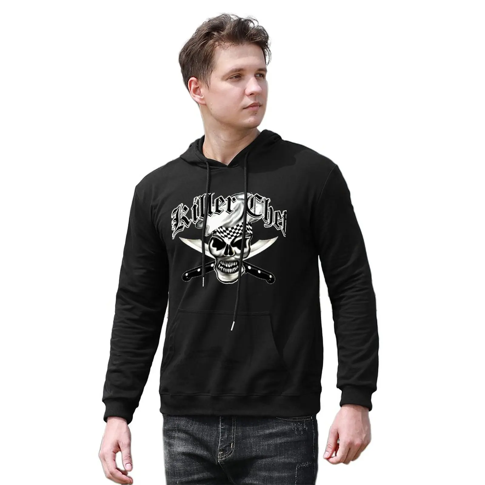 

Skull Chef 8 Killer Chef Hoodie Skull and Chef Knives Casual Long Sleeve Cotton Hoodies Men Winter Streetwear Pullover Hoodie