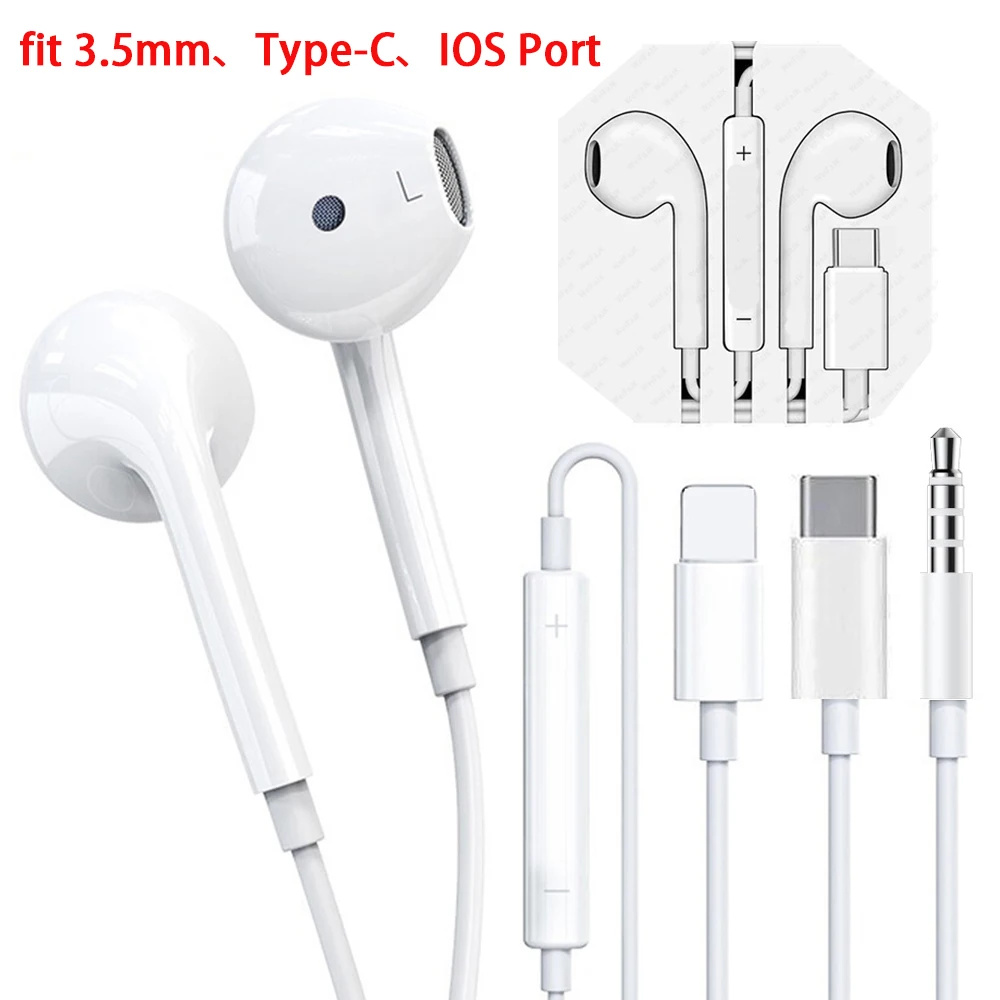 

In Ear Headphones Wired Bluetooth Earphones for IPhone 13 12 11 Pro XR XS Max Mini 7 Plus Earbuds with Mic Headset for Xiaomi